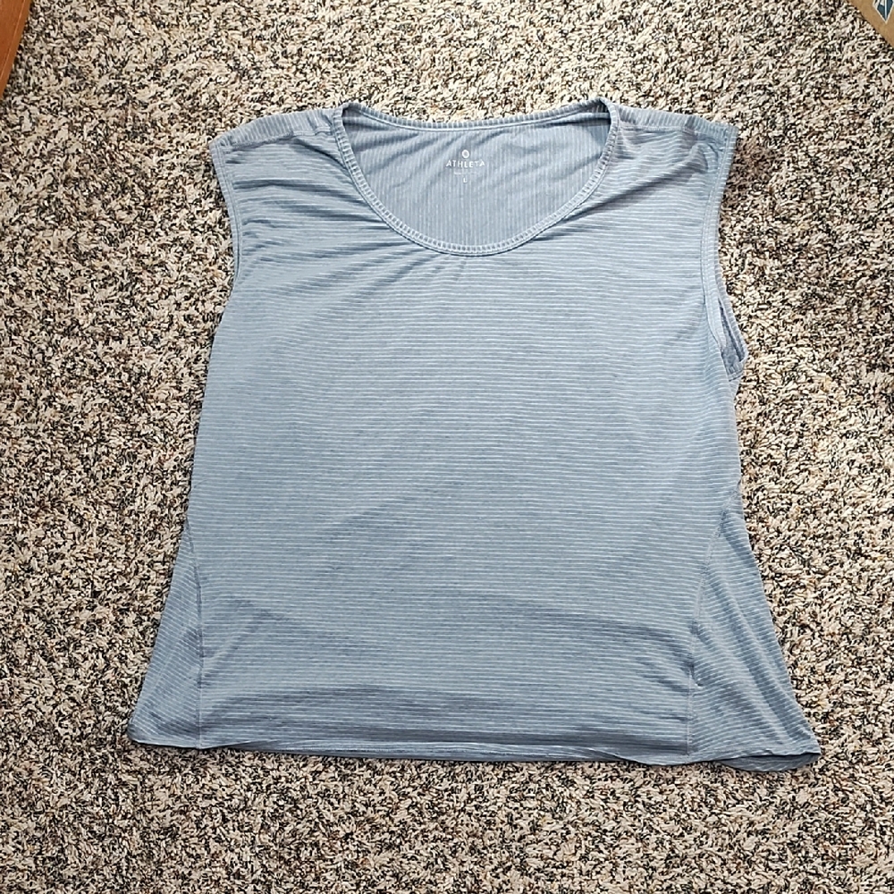 Athleta | Women's Gray And White Striped Tank Top